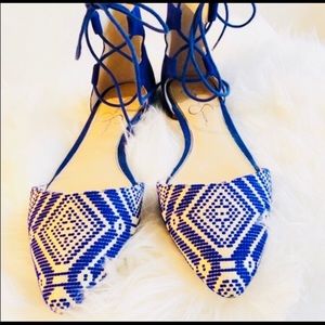 Blue Lace Up Flats